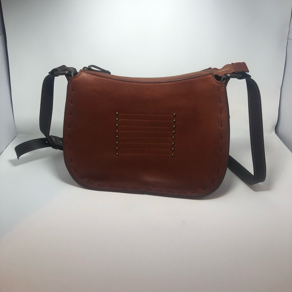 Brown leather satchel purse